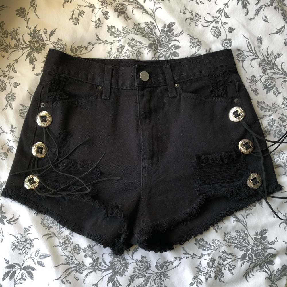 Nasty gal high waisted black denim shorts